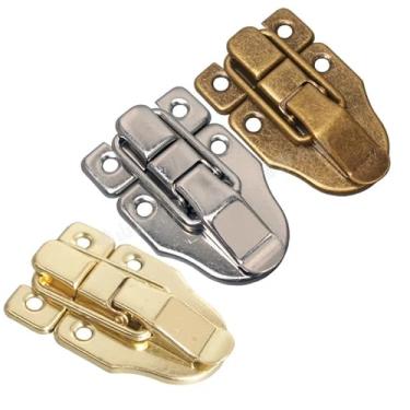 Imagem de 1 pç fechaduras vintage ferrolho metal fechos de trava decorativos caixa de madeira jóias baú mala armário ferragens (Bronze)