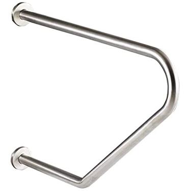 Imagem de Barras de apoio para banheiras e chuveiros, barra de apoio de vaso sanitário curvada de aço inoxidável, grade cromada montada na parede para banheiro, assistência de vida diária de idosos com