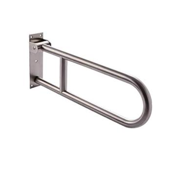 Imagem de Barra de apoio de vaso sanitário de aço inoxidável 304, espelho polido em forma de U, apoio de braço dobrável para idosos deficientes, grade antiderrapante de segurança sem barreiras