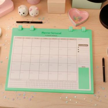 Imagem de Caderno agenda planner mensal semanal organização vida estudante traba