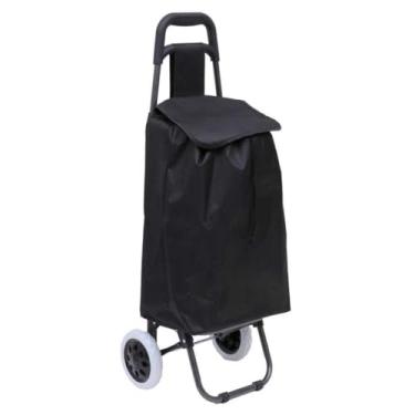 Imagem de Carrinho de compras, carrinho de mercado, reforçado, dobrável, com rodas, capacidade de carga 30 kg.(Preto)