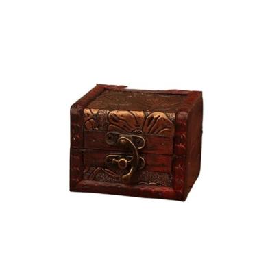 Imagem de Caixa de joias de madeira vintage estilo chinês com caixa de embalagem de bugigangas 、 Broche, pulseiras, brincos, brincos e brincos caixa de armazenamento (vermelho escuro)