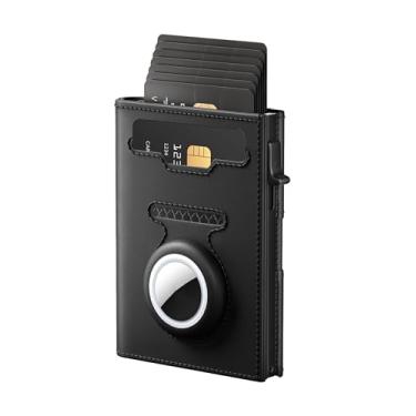 Imagem de Vast Scenery Carteira masculina para AirTag, porta-cartões pop-up com RFID compatível com Air Tag, inteligente, fina, minimalista, com três dobras – capacidade para mais de 10 cartões | Janela para