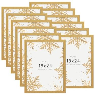 Imagem de Picrit Conjunto de 12 porta-retratos de 45,7 x 61 cm, com 12 fotos, 40,6 x 50,8 cm com tapete ou 45,7 cm x 61 cm sem tapete, moldura de pôster de galeria de parede para decoração de casa, dourado