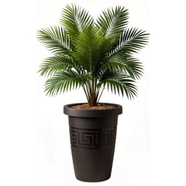 Imagem de Planta Artificial Palmeira com Vaso Decorativo Preto - Plástico Resistente, Kit Completo para Decoração de Sala e Apartamento