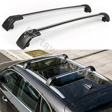 Imagem de YiXi-Partswell 2 peças de rack de teto travável barras transversais bagageiro alumínio adequado para Volvo XC60 2013-2017 - prata