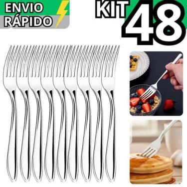 Imagem de Kit 48 Garfo De Sobremesa Em Inox Garfinho Talher Para Bolo Doces Salg