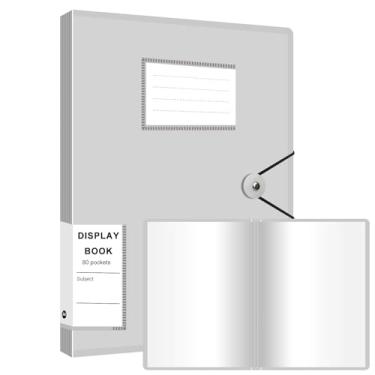 Imagem de Fichário artístico, fichário de portfólio com mangas de plástico, 80 bolsos, exibe 160 páginas, 21 x 28, branco