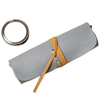 Imagem de Organizador de maquiagem minimalista – Bolsa de cosméticos estilo coreano para lápis de sobrancelha, pincéis de sombra e pequenos utensílios de beleza (azul)