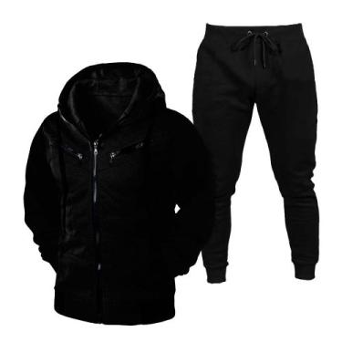 Imagem de Kit Blusa De Frio Raglan e Calça Jogger De Algodão Masculino e Feminin