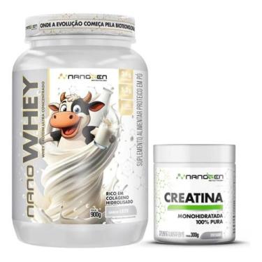Imagem de Whey Protein Creatina 300g Combo Hipertrofia Ganho Massa - Nanogen Bio