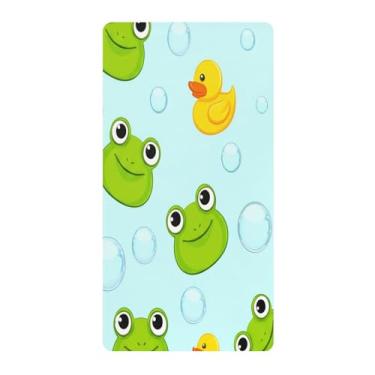 Imagem de Blueangle Lençol de berço padrão para berço infantil - lençol de algodão macio e respirável com desenho fofo de sapo (96)