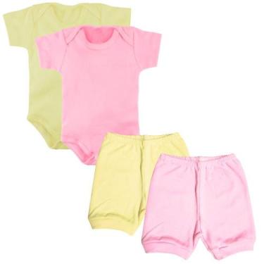 Imagem de Kit Body Curto e Mijão Liso Bebê 4 Pçs Enxoval Recém Nascido - Koala B