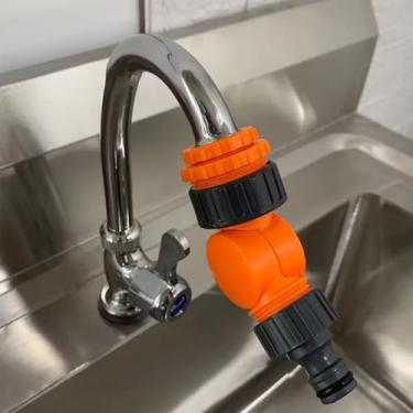 Imagem de Divisor de conector rápido de rotação livre de 360 graus válvula de controle ajustável com 2 adaptadores para torneira de mangueira de jardim, laranja