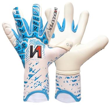 Imagem de ONEKEEPER Luva de goleiro de nível profissional azul icônica para crianças, jovens e adultos | Luvas de goleiro de futebol GK | Látex de contato de 3,5 mm | Corte negativo em rolo | Ajuste confortável