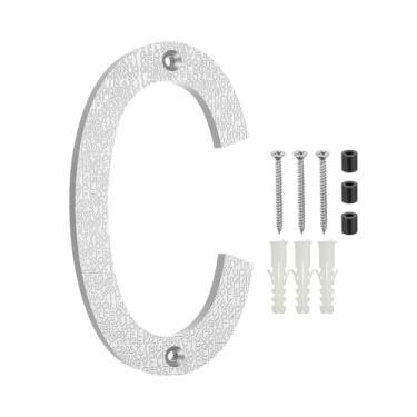 Imagem de PATIKIL Números de casa de 15 cm para fora, letra C ABS textura de plástico flutuante número de casa moderna caixa de correio números de porta com kit de unhas para rua residencial ao ar livre, tom