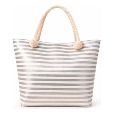 Imagem de Bolsa de Praia Feminina Grande com Alça Trançada e Nécessaire Inclusa 