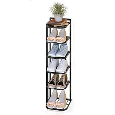Imagem de Prateleira de sapato, organizador de sapato, 6 camadas, organizador de sapatos, economia, organizador de sapatos de metal, suporte de armazenamento de sapatos para quarto, sala de estar, suporte de
