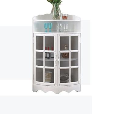 Imagem de DINGYXIN Armário triangular de canto para bar de vinho, vinho de madeira com duas portas e prateleira ajustável para banheiro, sala de estar, sala de jantar ou cozinha, adega, grande, dourado