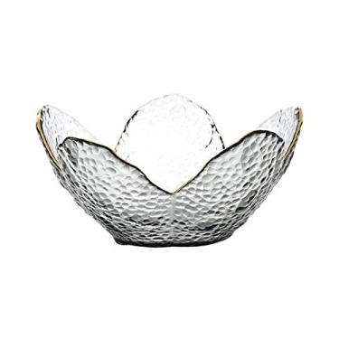 Imagem de SXAYTLH Tigelas de frutas decoração de casa tigelas de frutas secas embutidas de ouro decorativas de vidro cristal tigela de frutas tigela de sobremesa tigela de salada tigela de lanche cesta de