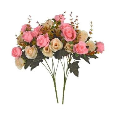 Imagem de Flores Artificiais De Rosa De Seda Para Casamento, Decoração De Casa, 