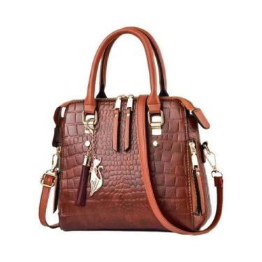 Imagem de Bolsa De Ombro De Luxo Para Mulheres Em Couro PU Com Padrão De Crocodi