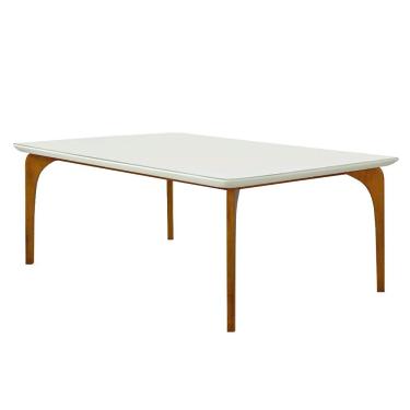 Imagem de Mesa Sala de Jantar 8 Lugares 218cm Tampo em Laca Dinamarca OffWhite/Mel - Gran Belo