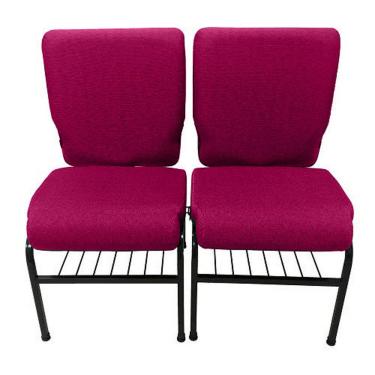 Imagem de 02 Cadeiras para Igrejas c/ Porta Biblía e Porta Cálice Rosa