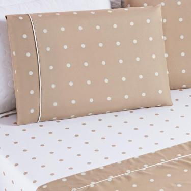 Imagem de Jogo De Cama Lençol 200 Fios Petit Poá Queen 04 Peças Caqui