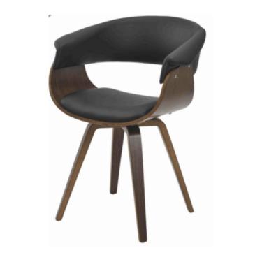 Imagem de Cadeira Com Braço Giratória Betina Rivatti Estrutura Em Madeira E Revestimento Poliuretano (pu) Pret