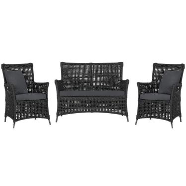 Imagem de Jogo Sofá E 2 Poltronas Igapó Alumínio Preta E11 Trama Preto