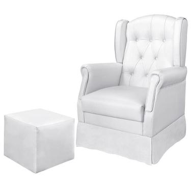 Imagem de Poltrona De Amamentação Letícia Com Balanço E Puff Corino Branco - Phoenix Baby Corino Branco