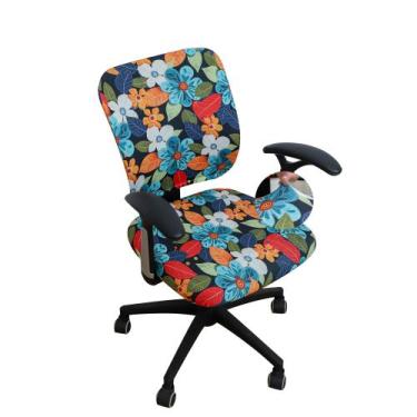 Imagem de Capa de cadeira de escritório FORCHEER Floral Split 2 peças