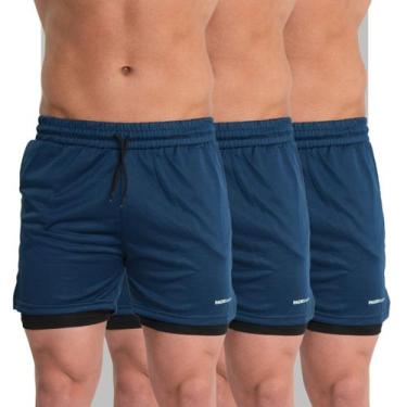 Imagem de KIT3 Shorts 2em1 Treino Bermuda MASCULINO Academia Corrida Com Bolsos 