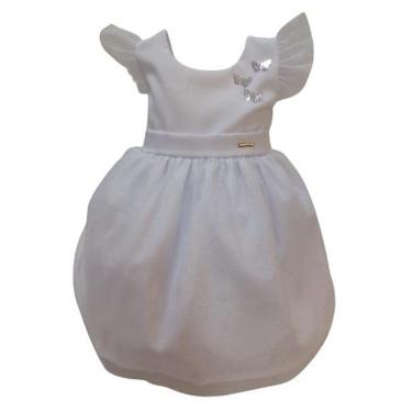 Imagem de Vestido Batizado Casamento Branco Bebê Menina LessaKids 8625-Feminino