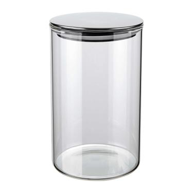 Imagem de Pote de Vidro Slim Euro Home VDR6866 1L Tampa Inox Fechamento Hermético Design Moderno