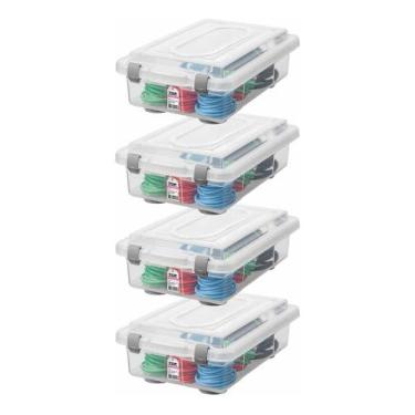 Imagem de Kit 4 Organizador 2,3L Plástico Multiuso Empilhável Rígida Trava - San