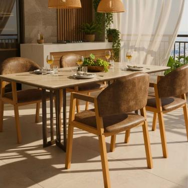 Imagem de Kit 4 Cadeiras de Jantar Allegra Estofada Para Cozinha Luxo