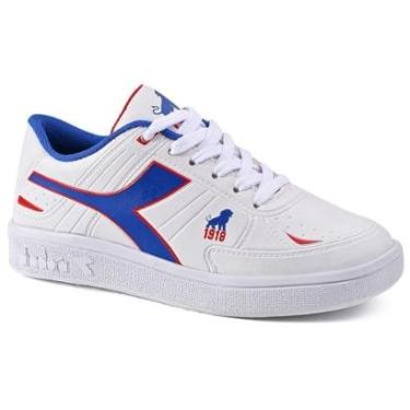 Imagem de Tênis Casual Infantil Diadora Fortaleza EC Jr Branco e Azul-Unissex