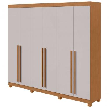 Imagem de Guarda-roupas Casal Bertha 6 Portas 6 Gavetas Sem Espelho Com Pés Amendoa Clean Off White