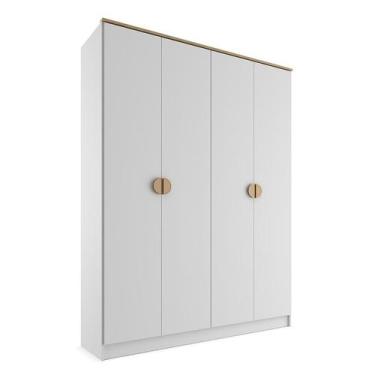 Imagem de Guarda-Roupa Solteiro Asti 100% MDF 4 Portas 2 Gavetas Branco - Modern
