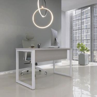 Imagem de Mesa Madeira 120 X 60 M120/60p25tub 120cm Industrial Cinza E Branco - 