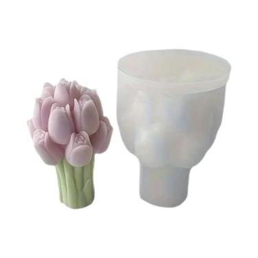 Imagem de Molde De Silicone Em Formato De Buquê De Tulipas Para Velas Aromáticas