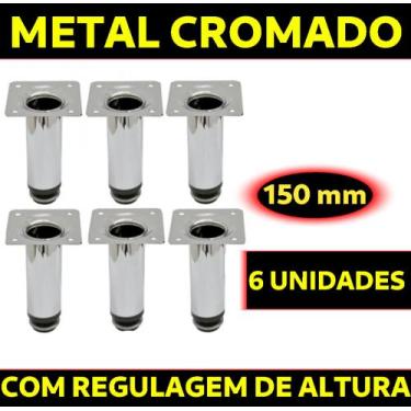 Imagem de Pés para Móveis, De Metal cromado , ajustáveis kit com 6 Peças (Você E