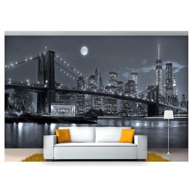 Imagem de Papel De Parede Lua Cheia Ponte Brooklyn 3D Lua24