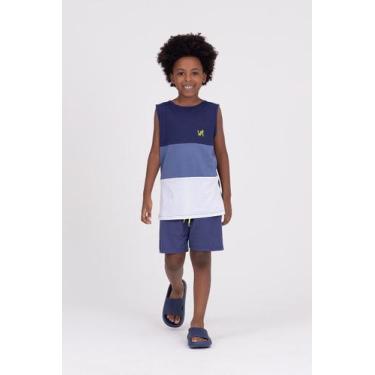 Imagem de Conjunto Regata Infantil Tricolor Marinho - Vida Costeira Oficial, 10,