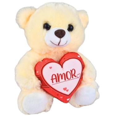 Imagem de Ursinho De Pelúcia Com Coração Eu Amo Você Urso Creme 20cm - Fizzy