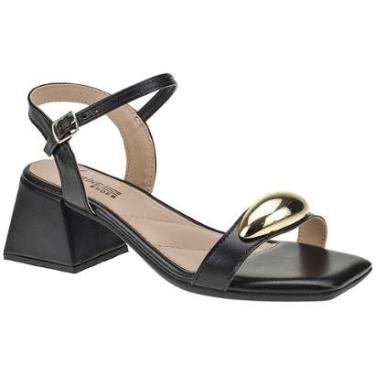 Imagem de Sandália Feminina Salto Grosso Baixo Médio Lançamento Enfeite Lesma Confortável Casual-Feminino