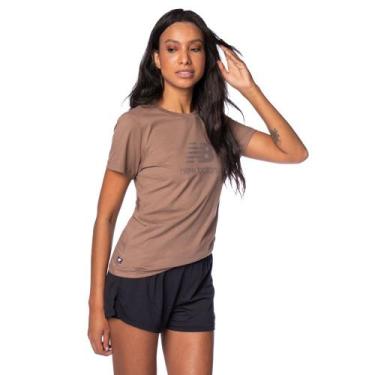 Imagem de Camiseta Feminina New Balance Essentials Estampa Marrom, Marrom, P