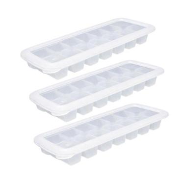 Imagem de Kit Forma De Gelo Com Tampa 14 Cubos Empilhável Solta Fácil - - Panamb
